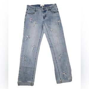 NWT Austin Landing Denim Cross Studded Rare Mid Rise Straight/Wide Leg Jeans 11